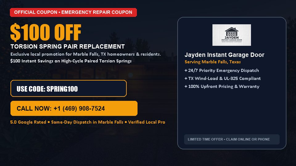 Jayden Instant Garage Door $100 OFF Dual Torsion Spring Replacement